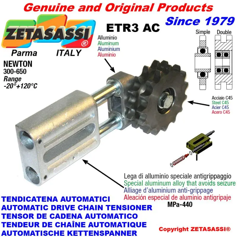 Produktfoto 1 von ZETASASSI ETR3AC58D Automatic Lin. Chain Tensioner Etr3 Ac+Idler Sprocket Model