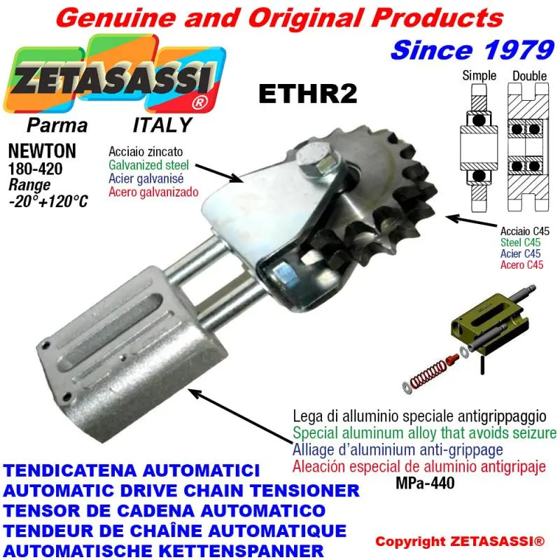 Produktfoto 1 von ZETASASSI ETHR234D Automatic Linear Chain Tensioner Ethr2+Fork&Idler Sprocket