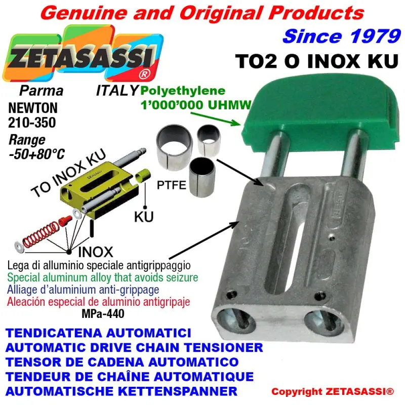 ZETASASSI TO2O34SINOXKU Automatic Linear Drive Inox Chain Tensioner To2Ku Oval