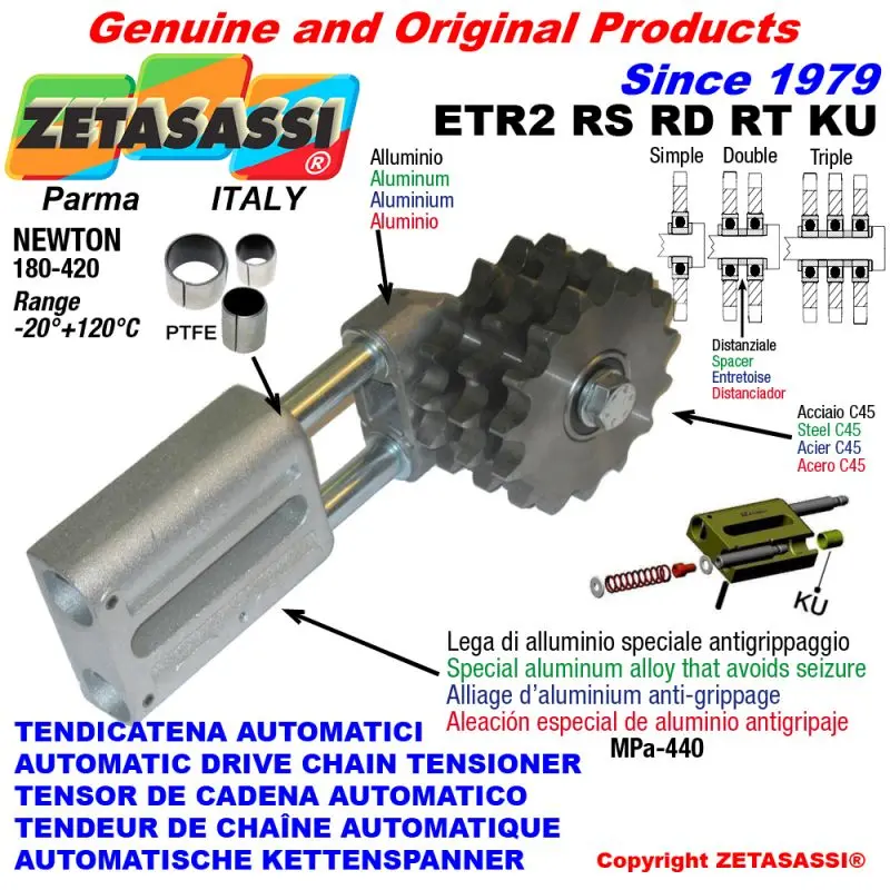 ZETASASSI ETR2RT34KU Automatic Linear Chain Tensioner Etr2+Idler Sprocket Model