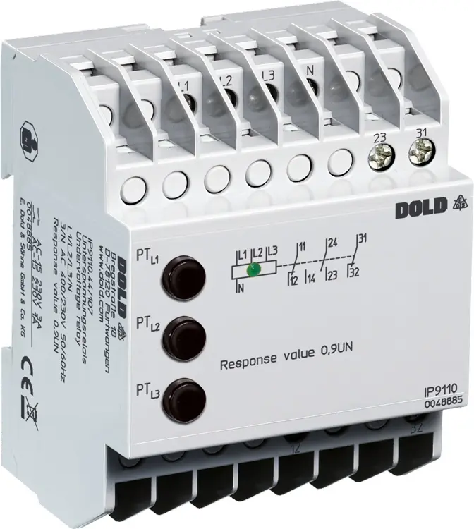 Produktfoto 1 von Dold IP9110.11/117 3/N AC400/230V 0,9UN, Unterspannungsrelais, P\n: 0048884