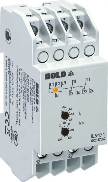 Produktfoto 1 von Dold IL9171.12/241 3AC400V 0,7UN, Unterspannungsrelais, 3-phasig, P\n: 0053991