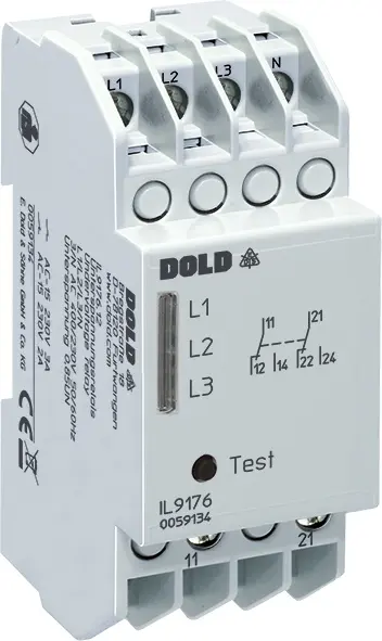 Produktfoto 1 von Dold IL9176.12 3AC50/60HZ 110/63,5V, Untersp.Relais 3-ph. m. Prüftaste, 0059969
