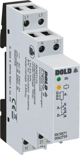 Produktfoto 1 von Dold RK9871.71 3/N AC400/230V 50/60HZ, Unterspannungsrelais, P\n: 0063314