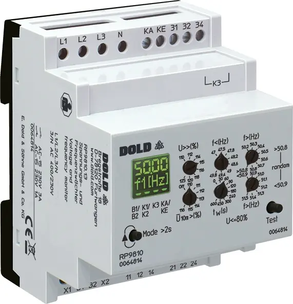 Produktfoto 1 von Dold RP9810.13/002 3/N AC400/230V >30KVA, Spannungs-/Frequenzwächter