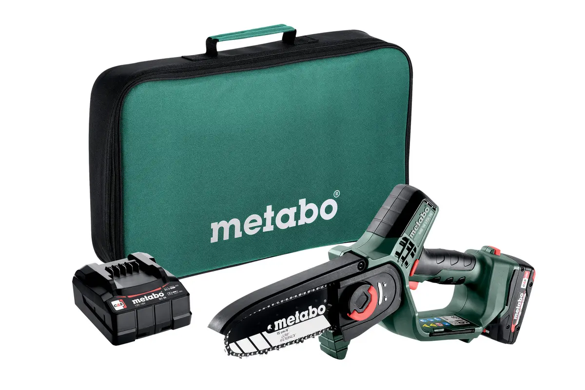 Produktfoto 1 von Metabo Akku-Gehölzsäge MS 18 LTX 15, 18V 2,0 Ah und Ladegerät in Werkzeugtasche