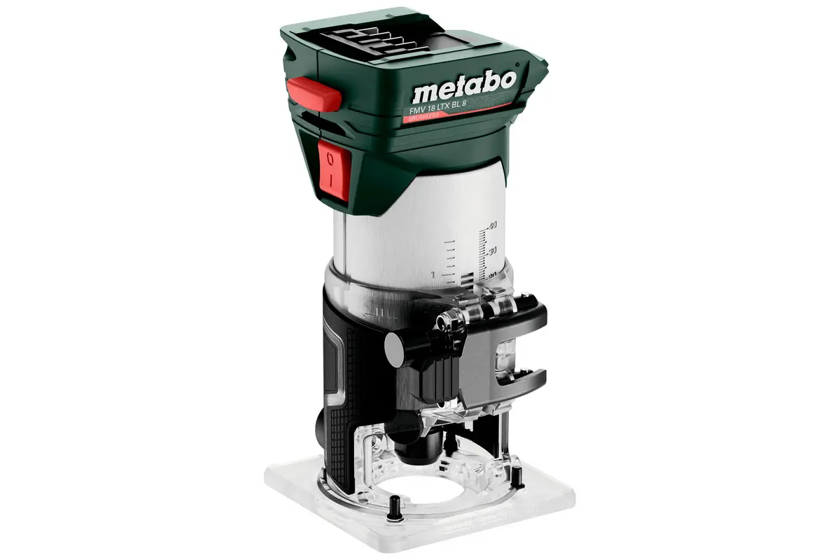 Produktfoto 1 von Metabo 601742800, Akku-Kantenfräse FMV 18 LTX BL 8, 2x 4,0 Ah LiHD und Ladegerät in metaBOX