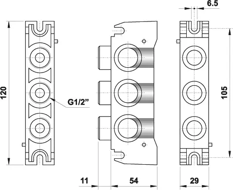 Produktfoto 1 von AZ Pneumatica TB2, Endplatte für Ventile ISO 2, untere Luftanschlüsse
