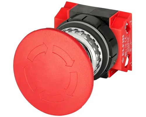 Produktfoto 1 von New Elfin 030PFFAR2FC Pilzdrucktaster Ø 60, Drehentriegelung, rot, 2 N.C.