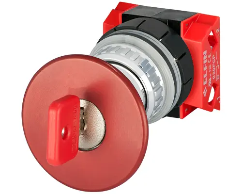 Produktfoto 1 von New Elfin 030PFFBA2FC Pilzdrucktaster Ø 60, rastend, rot