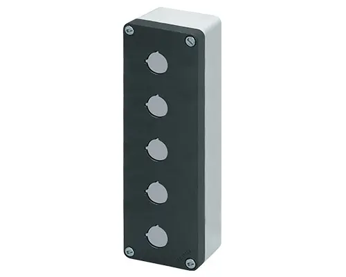Produktfoto 1 von New Elfin 040C0826-6EP5, Bedienpult-Gehäuse Aluminium M10 85x260x65, 5 Bohrungen Ø 22, mit Kabeleingang