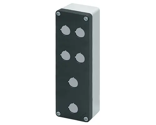 New Elfin 040C0826-6EP6C, Bedienpult-Gehäuse Aluminium M10 85x260x65, 6 Bohrungen Ø 22, mit Kabeleingang
