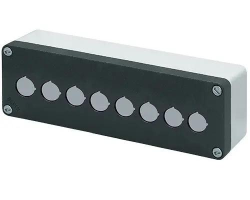 Produktfoto 1 von New Elfin 040C0826-6EP8L, Bedienpult-Gehäuse Aluminium M10 85x260x65, 8 Bohrungen Ø 22, mit Kabeleingang