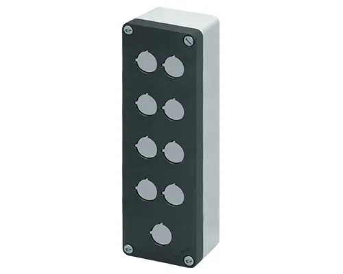 Produktfoto 1 von New Elfin 040C0826-6P9C, Bedienpult-Gehäuse Aluminium M10 85x260x65, 9 Bohrungen Ø 22, ohne Kabeleingang