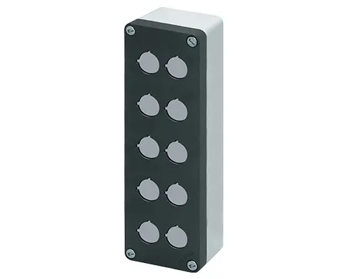 Produktfoto 1 von New Elfin 040C0826-6P10, Bedienpult-Gehäuse Aluminium M10 85x260x65, 10 Bohrungen Ø 22, ohne Kabeleingang