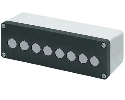 Produktfoto 1 von New Elfin 040C0826-8P8L, Bedienpult-Gehäuse Aluminium M10 85x260x85, 8 Bohrungen Ø 22, ohne Kabeleingang