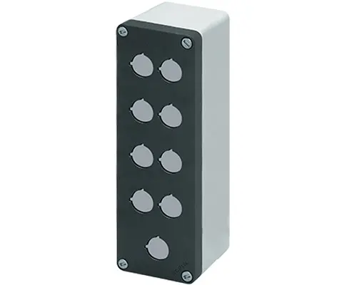 Produktfoto 1 von New Elfin 040C0826-8P9C, Bedienpult-Gehäuse Aluminium M10 85x260x85, 9 Bohrungen Ø 22, ohne Kabeleingang