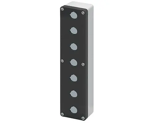 Produktfoto 1 von New Elfin 040C0836-8P7, Bedienpult-Gehäuse Aluminium M10 85x360x85, 7 Bohrungen Ø 22, ohne Kabeleingang