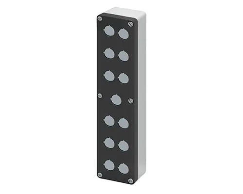 Produktfoto 1 von New Elfin 040C0836-8P13, Bedienpult-Gehäuse Aluminium M10 85x360x85, 13 Bohrungen Ø 22, ohne Kabeleingang