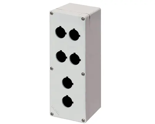 Produktfoto 1 von New Elfin 040C0926-1EP6C, Bedienpult-Gehäuse Aluminium M4 92x265x100, 6 Bohrungen Ø 22, mit Kabeleingang