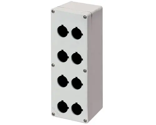 New Elfin 040C0926-1EP8, Bedienpult-Gehäuse Aluminium M4 92x265x100, 8 Bohrungen Ø 22, mit Kabeleingang