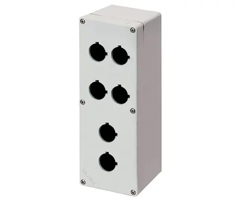 Produktfoto 1 von New Elfin 040C0926-1P6C, Bedienpult-Gehäuse Aluminium M4 92x265x100, 6 Bohrungen Ø 22, ohne Kabeleingang