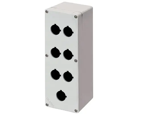 Produktfoto 1 von New Elfin 040C0926-1P7C, Bedienpult-Gehäuse Aluminium M4 92x265x100, 7 Bohrungen Ø 22, ohne Kabeleingang