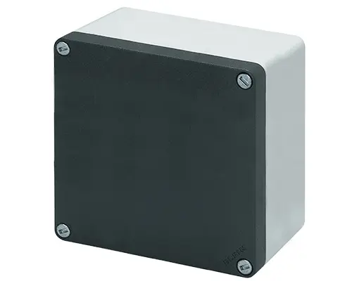 Produktfoto 1 von New Elfin 040C1414-8, Bedienpult-Gehäuse Aluminium M10 140x140x85, ungebohrt, ohne Kabeleingang