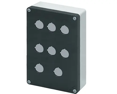 Produktfoto 1 von New Elfin 040C1420-8P8C, Bedienpult-Gehäuse Aluminium M10 140x200x85, 8 Bohrungen Ø 22, ohne Kabeleingang