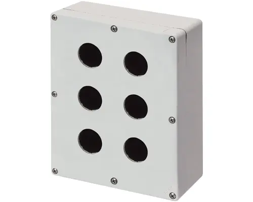 Produktfoto 1 von New Elfin 040C1720-7ES6, Bedienpult-Gehäuse Aluminium M4 170x205x70, 6 Bohrungen Ø 30, mit Kabeleingang