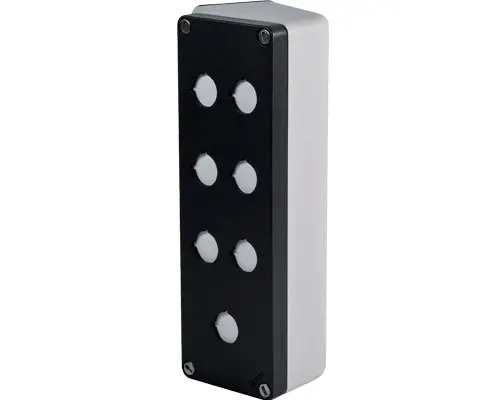 Produktfoto 1 von New Elfin 040L0826-8EP7C, Abgeschrägtes Bedienpult-Gehäuse Aluminium 85x260x85, M10, 7 Bohrungen Ø 22, mit Kabeleingang