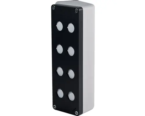 Produktfoto 1 von New Elfin 040L0826-8EP8, Abgeschrägtes Bedienpult-Gehäuse Aluminium 85x260x85, M10, 8 Bohrungen Ø 22, mit Kabeleingang