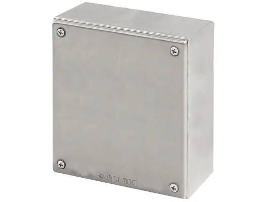 Produktfoto 1 von New Elfin 040X1820-1, Bedienpult-Gehäuse Edelstahl 180x200x100, ungebohrt, ohne Kabeleingang
