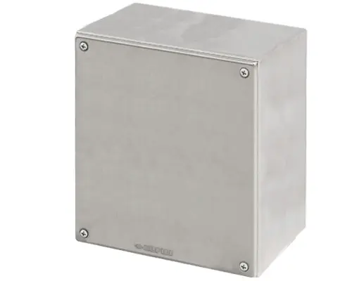 Produktfoto 1 von New Elfin 040X2326-12, Bedienpult-Gehäuse Edelstahl 230x260x125, ungebohrt, ohne Kabeleingang