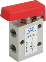 Produktfoto 1 von AZ Pneumatica 431 MGR, Kolbenschieber-Wegeventil, 16 mm 3/2 1/8" Taster ROT