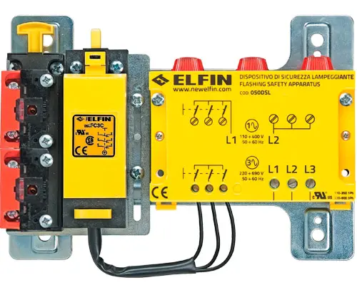 Produktfoto 1 von New Elfin 050ASLFI03, Blinkender Sicherheitsschalter Drei Phasen 220-690V, Verriegelung Endschalter 1 N.C. + 2 N.C. aux.