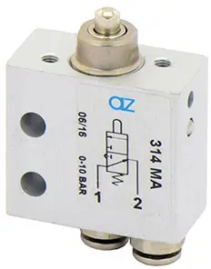 Produktfoto 1 von AZ Pneumatica 314 MA, Mikroventil, 3/2 NO, ø4 mm Steckanschlüsse, Stößelventil