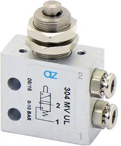 Produktfoto 1 von AZ Pneumatica 304 MV UL, Mikroventil 3/2 NC, ø4 mm, Stößelventil, SKU: 08.054.4