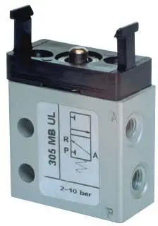 Produktfoto 1 von AZ Pneumatica 305 MB UL, Mikroventil 3/2 NC, M5-Gewinde, Stößelventil