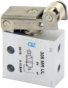 Produktfoto 1 von AZ Pneumatica 305 MR UL, Mikroventil 3/2 NC, M5-Gewinde, Rollenbetätigung