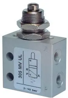 Produktfoto 1 von AZ Pneumatica 305 MV UL, Mikroventil 3/2 NC, M5-Gewinde, Stößelventil