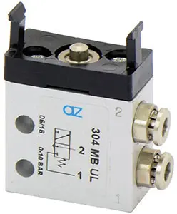 Produktfoto 1 von AZ Pneumatica 304 MB UL, Mikroventil 3/2 NC, ø4 mm Steckanschlüsse, SKU: 08.051.4
