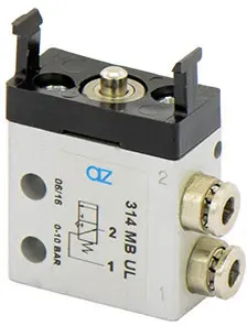 Produktfoto 1 von AZ Pneumatica 314 MB UL, Mikroventil 3/2 NO, ø4 mm Steckanschlüsse, SKU: 08.061.4