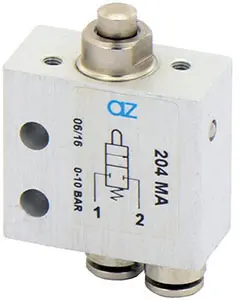 Produktfoto 1 von AZ Pneumatica 204 MA, Mikroventil, 2/2 NC, ø4 mm Steckanschlüsse, Stößelventil