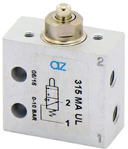 AZ Pneumatica 315 MA UL, Mikroventil 3/2 NO, M5-Gewinde, Stößelventil