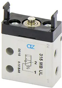 AZ Pneumatica 315 MB UL, Mikroventil 3/2 NO, M5-Gewinde, Stößelventil