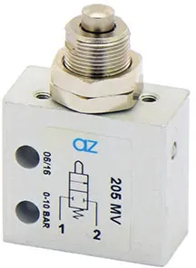 Produktfoto 1 von AZ Pneumatica 205 MV, Mikroventil 2/2 NC, M5-Gewinde, Stößelventil, SKU: 08.186.4