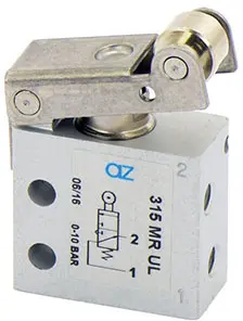 Produktfoto 1 von AZ Pneumatica 315 MR UL, Mikroventil 3/2 NO, M5-Gewinde, Rollenbetätigung