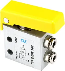 Produktfoto 1 von AZ Pneumatica 304 MGG UL, Mikroventil 3/2 NC, ø4 mm, Taster GELB, SKU: 08.217.4