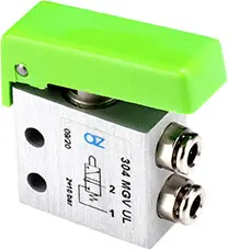 Produktfoto 1 von AZ Pneumatica 304 MGV UL, Mikroventil 3/2 NC, ø4 mm, Taster GRÜN, SKU: 08.218.4